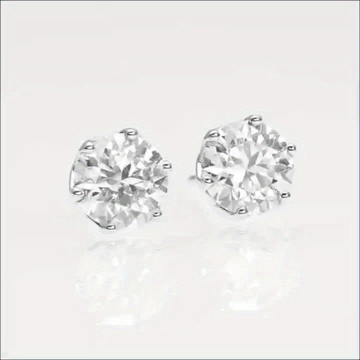 925 Silvery 0.5 Carat/1 Carat/2 Carat*2 Moissanite Round Earrings for Women, Suitable for Daily Wear And Valentine's Day, Back to School, Thanksgiving, Halloween, Christmas, Birthday And New Year Jewelry Gifts, Gift Box Weigh