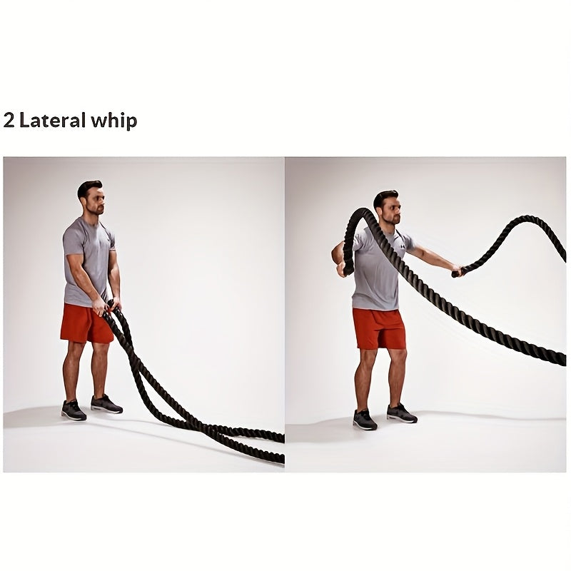 354.33inch Heavy-Duty Battle Rope with Weighted Ends (Negligible) - Adjustable 275.59-393.7inch MMA Training Rope for Core Strength, HIIT, Boxing & Gym - Ideal Gift for Fitness Enthusiasts, & (Black)