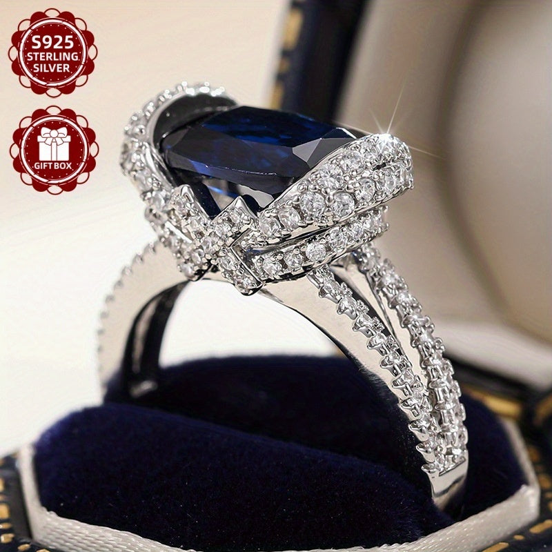 S925 Pure Silvery Luxury High-end Ring for Women's Moissanite