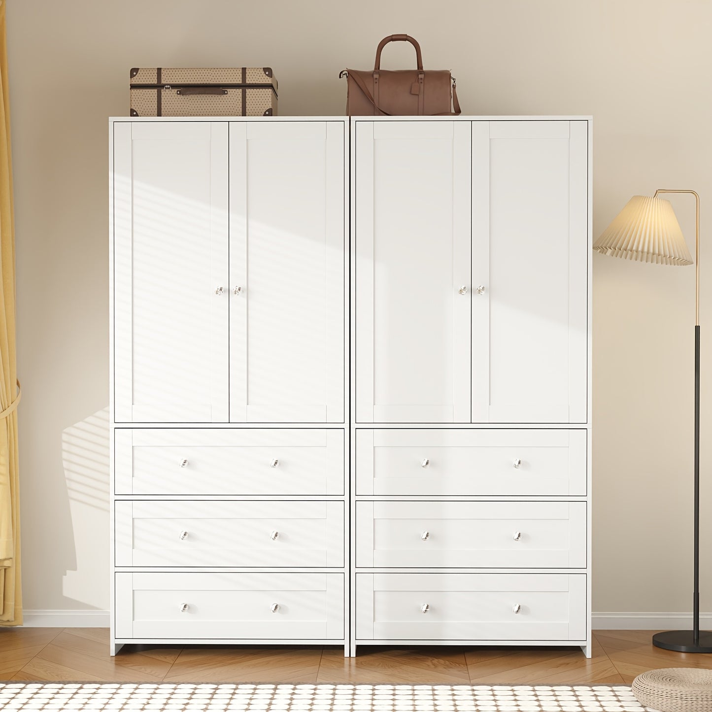 71" Wardrobe Armoire Closet with Mirror, 3/6 Large Drawers & 2/4 Doors, Gifts for Christmas
