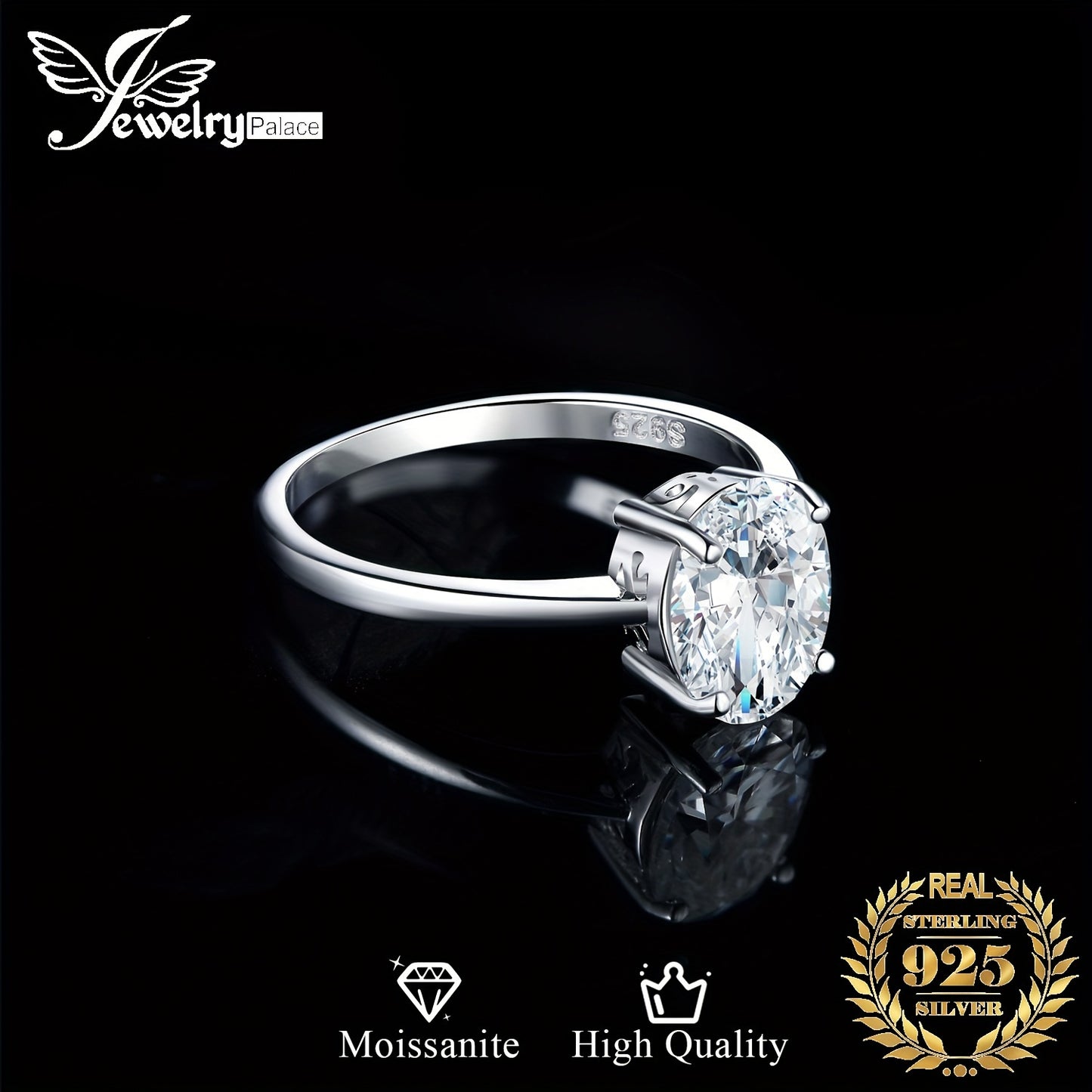 1pc Moissanite 1ct&2ct 925 Sterling Silver Elegant And Luxury Exquisite Oval Cut Synthetic Moissanite Wedding Engagement Solitaire Ring for Woman for Girl for Dating Gift for Daily Decoration Fine Jewelry