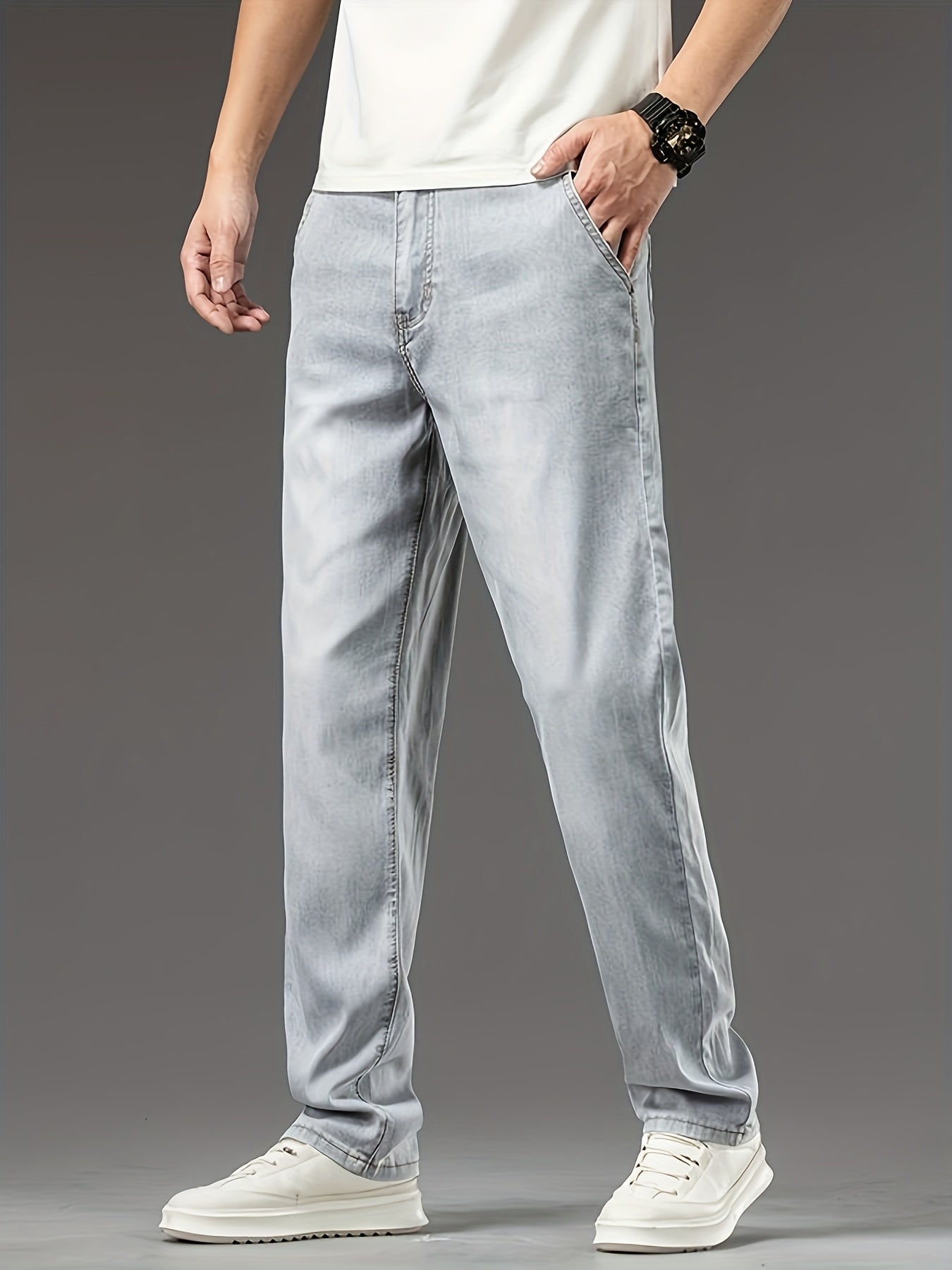 Men's Summer High-quality Lyocell Jeans, Breathable, Soft And Draping, Slightly Stretchy, Loose Straight Fit.