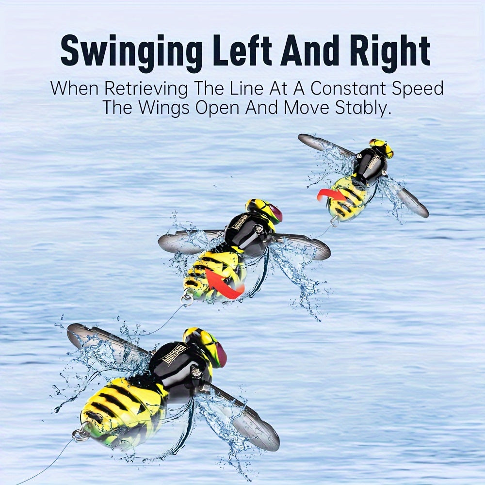 4pcs KINGDOM Floating Fishing Lures - Heavy-Duty ABS Hard Bass Bugs with Treble Hooks, Floating Fishing Baits in Orange/Black, Pink/Black, Yellow-Green/Purple - for Bass, Trout, Freshwater & Saltwater - Ideal for Beginners &
