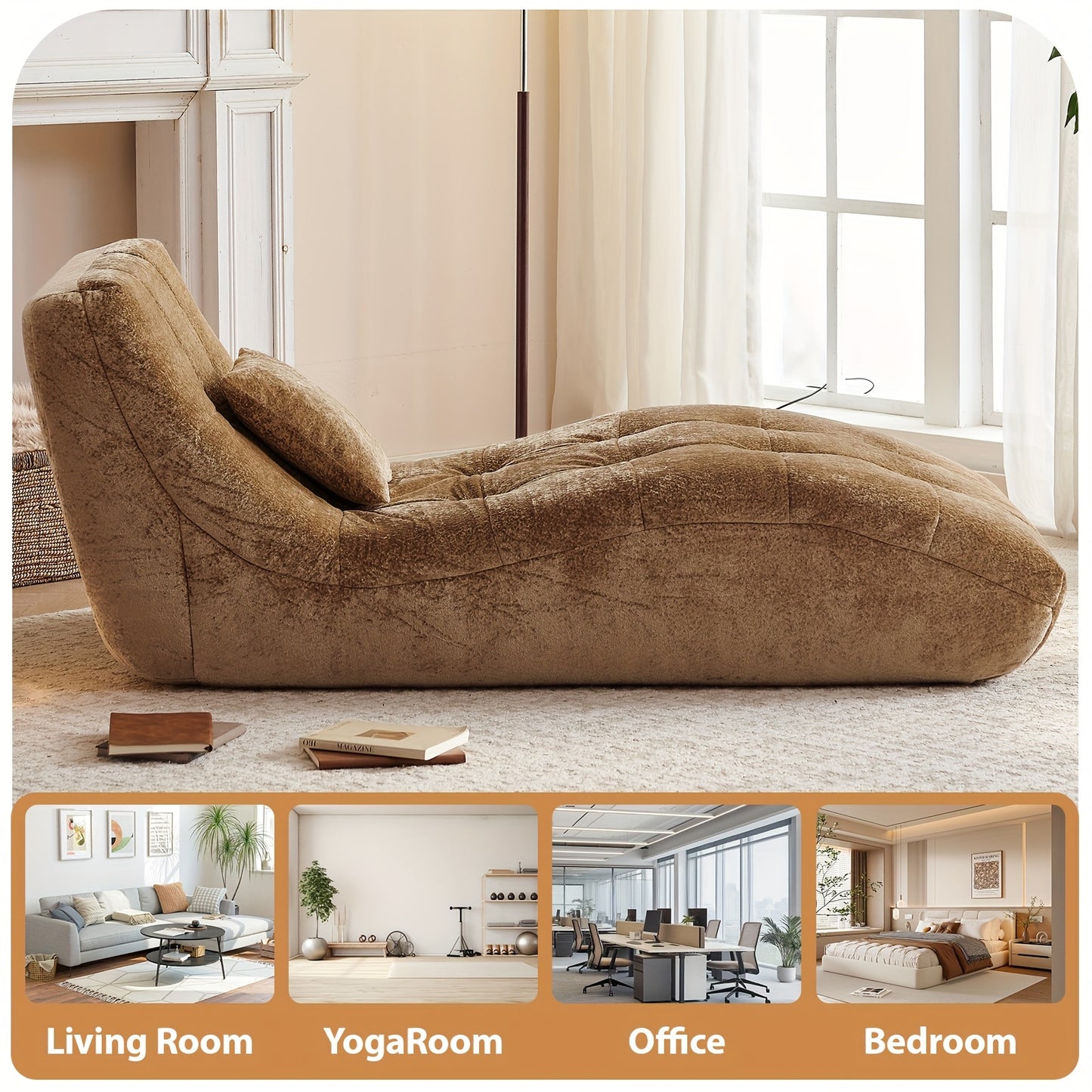 Single Sofa Seat, Yoga Sofa, Leisure Sofa, Armless Platform Sofa, Simple Lazy Sofa, Floor Standing Sofa Seat, Indoor Reading And Leisure Integrated Compression Sponge Sofa, No Assembly Required, Suitable For Living Rooms, Bed