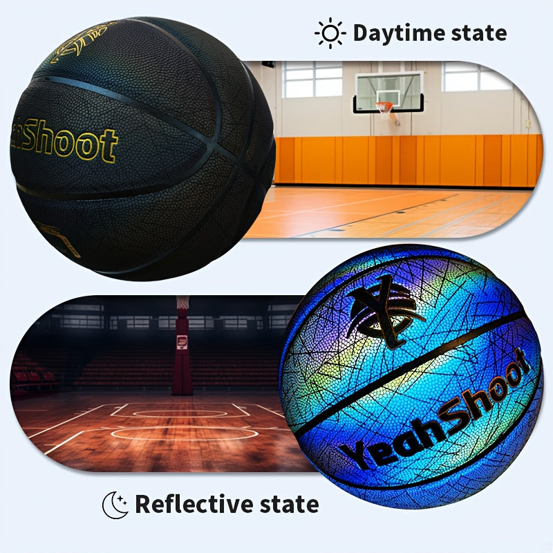 YeahShoot Glow Basketball - Novel Style Light Up Basketball for Youth, Reflective Teens And Adults, Premium Feel Basketball Gifts for Boys with In The