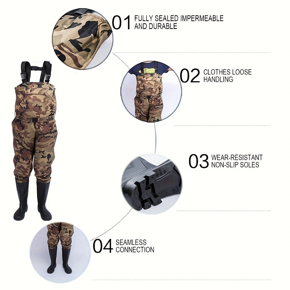 US8-US14 Chest Waders with Boots - Lightweight High Quality Fishing & Hunting waders, Quick-Dry Camo Pants-like design, Adjustable Buckle Closure, Compatible with Men's & Women's (US8-US14, Not US14+) - Ideal for Professional