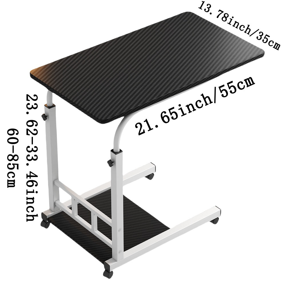 Height Adjustable Rolling Table with Storage Shelves - Heavy-Duty Wood/Metal Construction, Modern Mobile Desk with Casters, Space-Saving Design for Home Office, Bedside, Laptop Workstation & Small Spaces - Easy Assembly, Engi