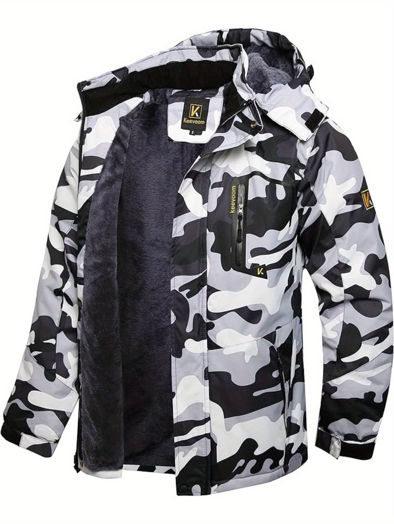 Men's Ski Snow Jacket Warm Winter Snowboard Rain Jacket Hooded Windproof Windbreaker