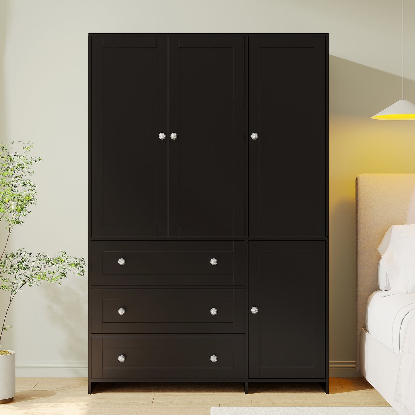 71" Wardrobe Armoire Closet with Mirror, 3/6 Large Drawers & 2/4 Doors, Gifts for Christmas