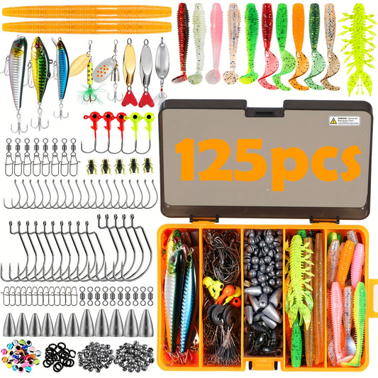 125/260/343/386/403/407pcs Fishing Tackle Box Includes Weights And Hooks, Fishing Starter Kit, Fishing Tackle Kit, Fishing Gifts For Men Angler, Multiple Piece Fishing Box For Bass Trout Freshwater Fishing, Father'S Day Chris
