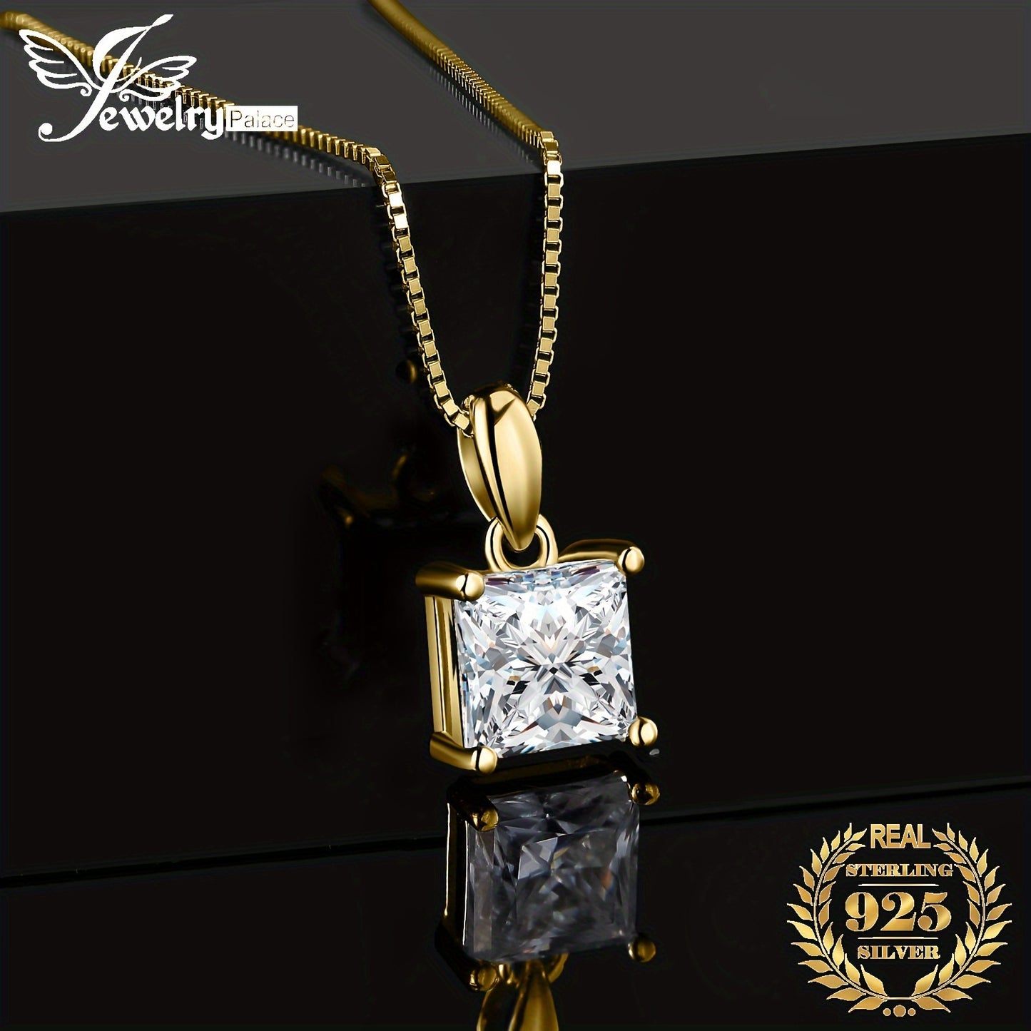 1pc 925 Sterling Silver Simple And Elegant Exquisite Multi-faceted Princess Cut Synthetic Cubic Zirconia Silver Pendant Necklace for Women for Girl Perfect for Dating Gift for Daily Decoration Wedding Engagement Fine Jewelry