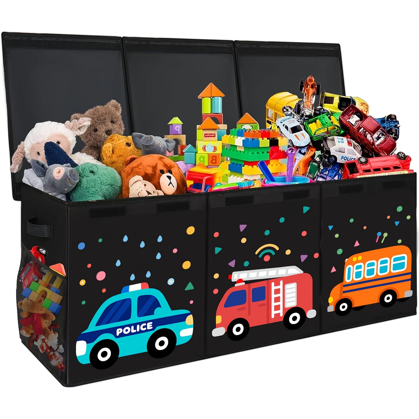 Extra Large Collapsible Toy Box with Lids - Sturdy Storage Organizer for Toys, Black Pink Chest Bin for 14+ Boys & Girls, Perfect for Playroom, Bedroom, Nursery, Toy Storage Organizer, Playroom Organizer - Vibrant Illustratio