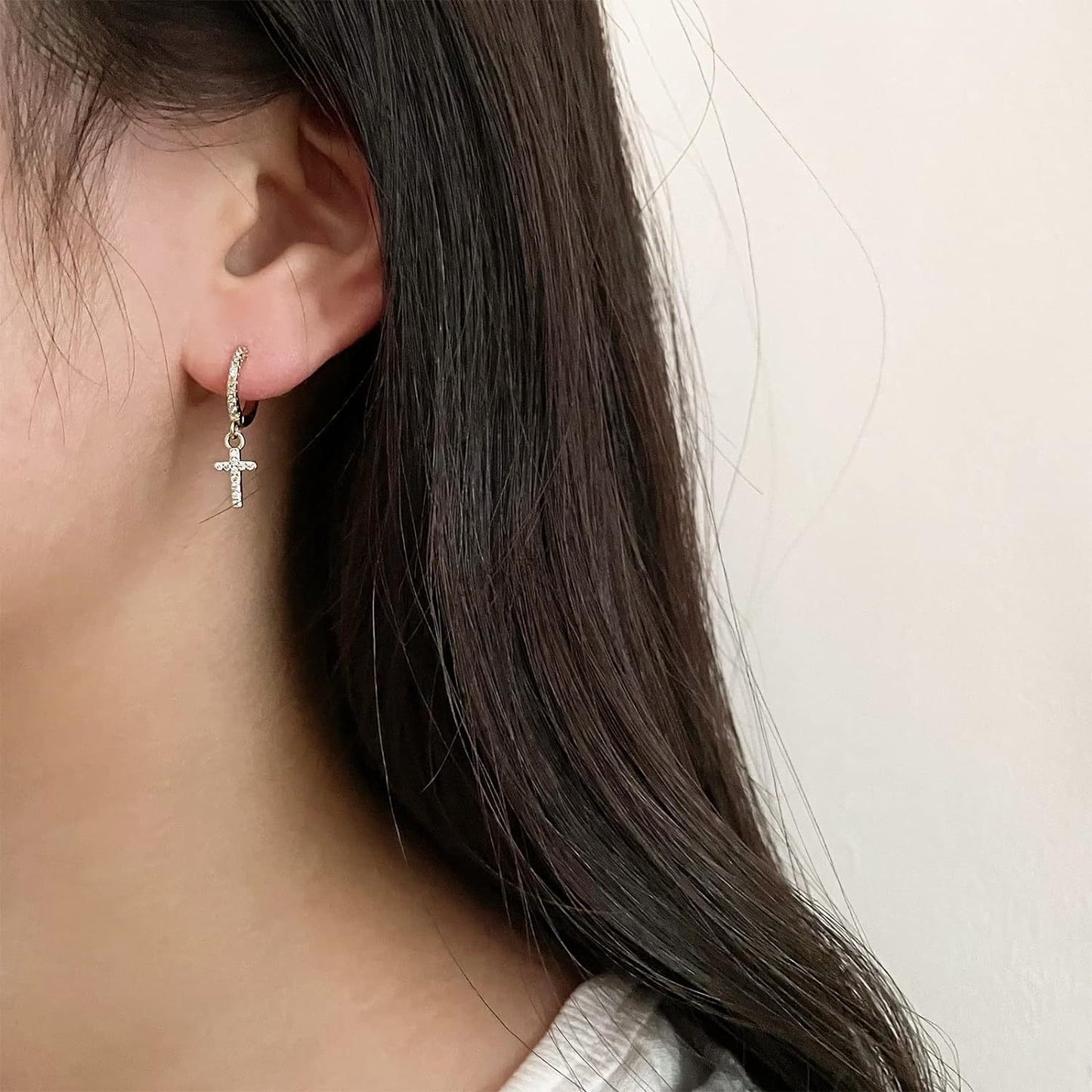 925 Sterling Silvery Full Moissanite Earrings*2, Cross Earrings, Simple And Versatile, Suitable for Daily Wear, Dating, Party, Vacation, Valentine'S Day Gift for Women, Thanksgiving Gift, New Year Gift Jewelry, with Gift Box