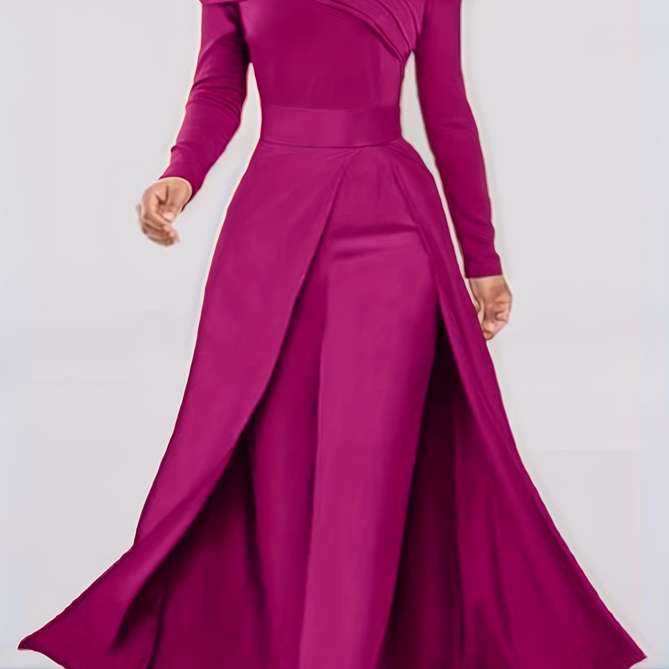 Women's Elegant Off-Shoulder/Boat Neck Two-Piece Set - Solid Color Beige/Black/Navy Blue Tailored Pantsuit, Structured Blazer & Matching Trousers, Machine Washable Autumn to Semi-Formal Attire (No Dry Clean)