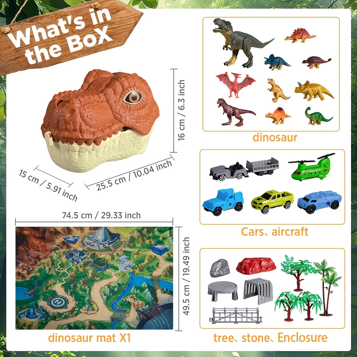 Dinosaur Toys For Kids, 49pcs Dinosaurs Figures with Airplane & Trees & Truck Playset To Create Dinosaur Worlds, Educational Dolls For Boys And Girls, Ideal Halloween & Christmas Gifts