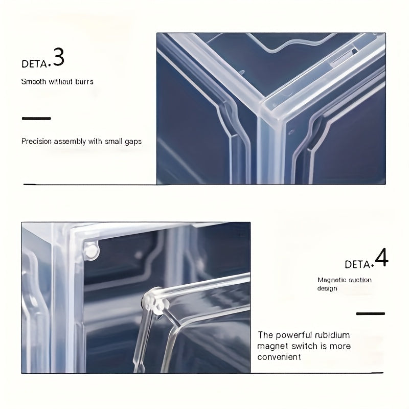 12-pack Stackable Shoe Boxes Upgraded Sturdy Shoe Storage Boxes With Transparent Magnetic Doors, Multi-functional Athletic Shoe Storage, Shoe Box Organizers Suitable For US Size 12 Made Of Injection-molded Acrylic, Multi-func