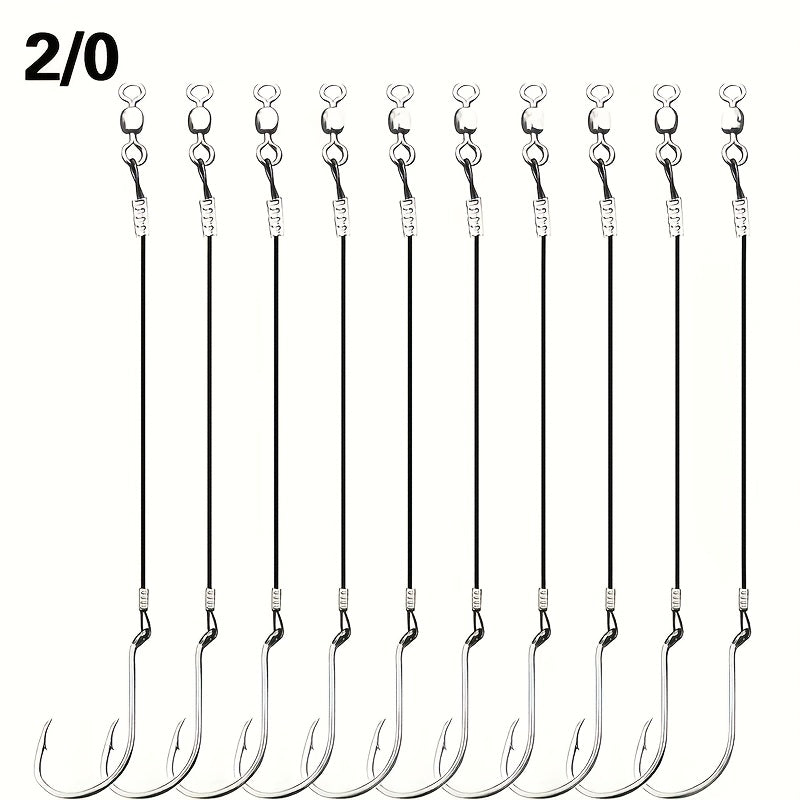 50pcs Circle Hooks Rigs, Steel Catfish Hook Rig Octopus Fishing Hook With Leader, Fishing Circle Hook Wire For Saltwater Freshwater