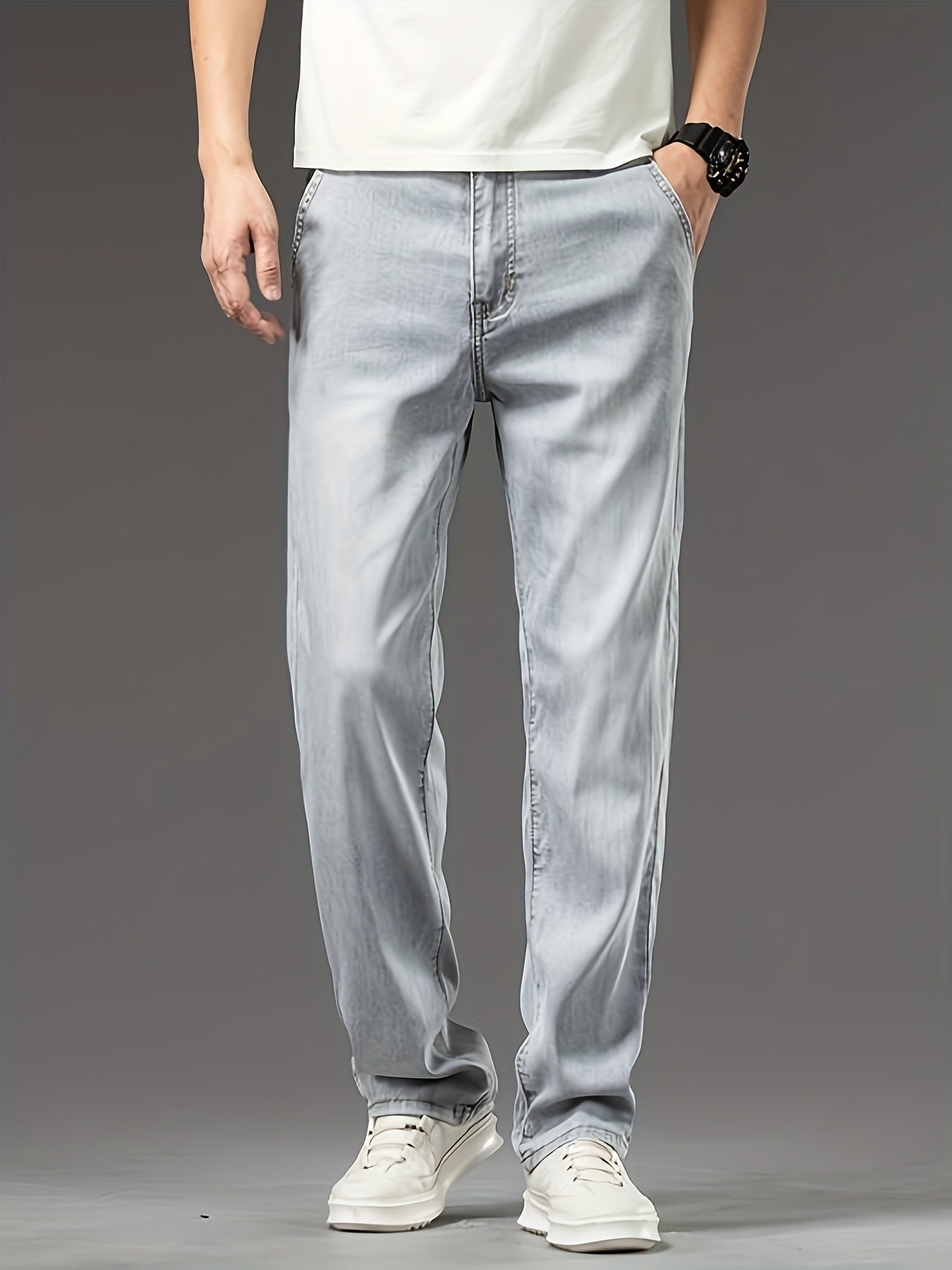 Men's Summer High-quality Lyocell Jeans, Breathable, Soft And Draping, Slightly Stretchy, Loose Straight Fit.