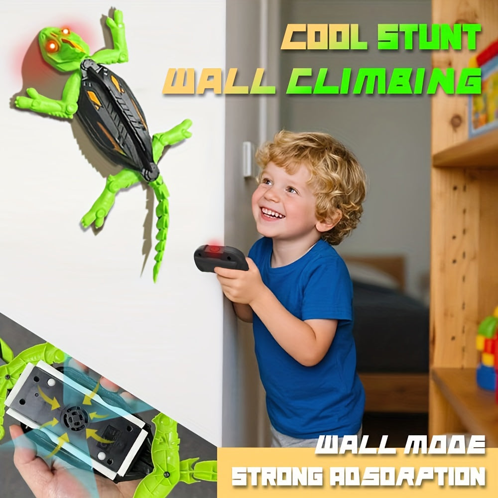 Rechargeable Remote Control Wall Climbing Toy, Remote Control Gecko Toy, Dual-Mode Floor And Wall Driving, Perfect for Boys And Girls Ages 3+, Halloween, Christmas, Or Birthday Gifts, Birthday Presents, Fun Robot Toy, Playful