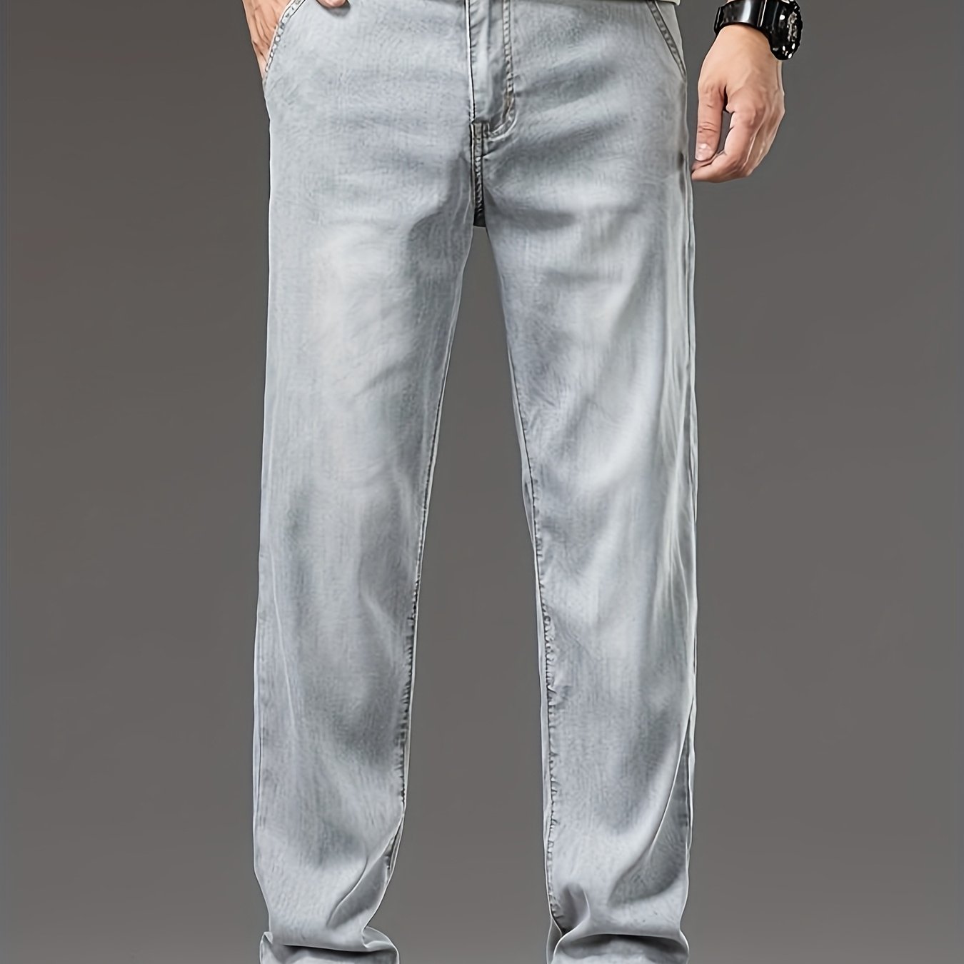 Men's Summer High-quality Lyocell Jeans, Breathable, Soft And Draping, Slightly Stretchy, Loose Straight Fit.