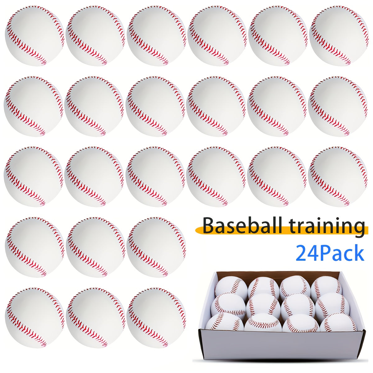 24 Package Of Baseballs, Unmarked. 9-inch Practice Baseballs, for Training And Practice, Suitable for League Games, Pitching, Batting, Hitting, Soft Throwing, Defense, Autographs, Gifts. Perfect for Batting And Pitching Pract