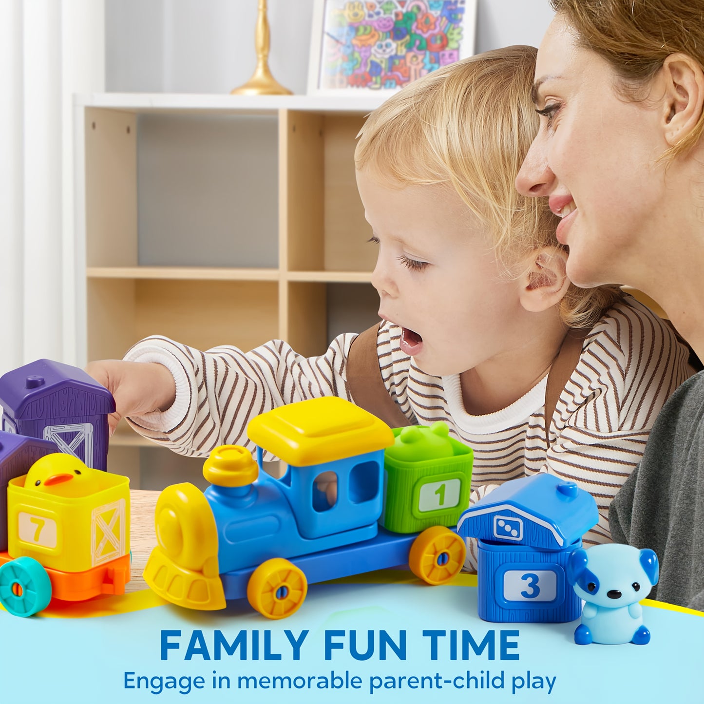 Farm Number Train Learning Toy For Toddlers, Counting, Matching And Sorting Learning Farm Train Including 9 Farm Animals And 1 Farmer, Christmas Birthday Gift For Baby Boys And Girls Age 1 2 3