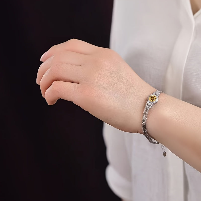 S925 925 Silvery Moissanite Bracelet - Elegant 2 Carat Minimalist Moissanite Tennis Bracelet - High-Quality Fashion Bracelet for Men and Women - Perfect for Engagement, Wedding, or Proposal - Birthday Gift for Friends, Loved