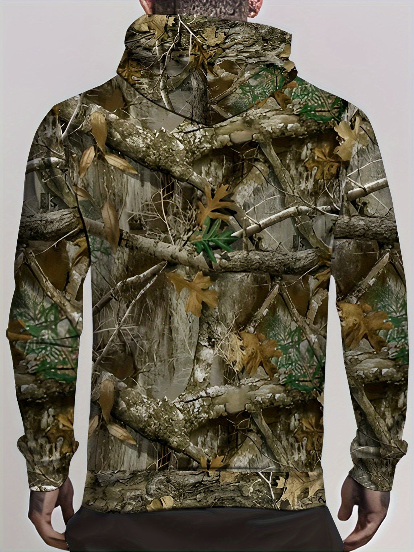 Men's Plus Size Camouflage Hoodie- 3D Forest Print, Long Sleeve, Casual Style, Machine Washable, Suitable for Outdoor and Indoor Wear, Versatile Clothing| Casual Style Hoodie| Machine Washable Fabric, Basic Hoodie, Plus Size