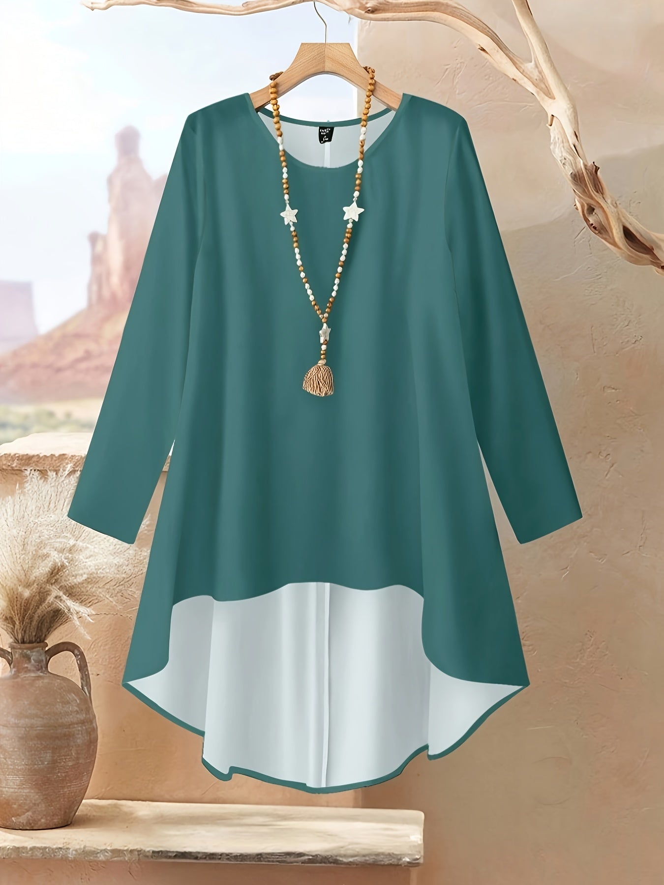 Women'S 2pcs Set - Elegant Leaf Print Long-Sleeve Top & Pants, Loose Fit, All-Season Comfort, Casual Style, Perfect for Fall & Winter, Casual Wear|Elegant Casualwear|Comfortable Fit, Ladies Pants