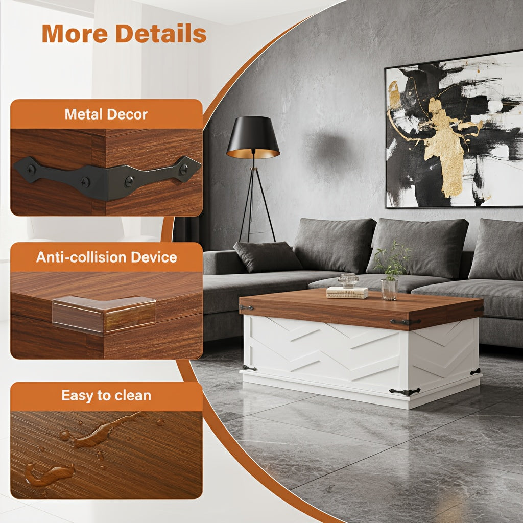 Lift Up Coffee Table with Hidden Compartments, Suitable for Living Rooms, Home Offices, Patio Furniture, Outdoor Furniture., Patio Furniture Set, Outdoor Coffee Table, Patio Coffee Table, Outdoor Side Tables for Patio, Outdoo