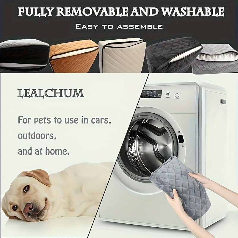 Furry Cover, Soft Plush Car Seat for Dogs And Cats, Memory Foam Cushion, Pet Travel Seat, with Side Pockets And 3 Clip-on Safety Leashes.