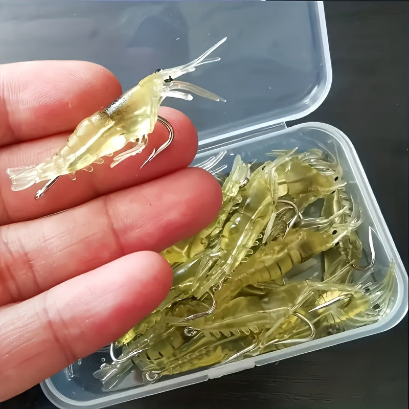 40pcs Glowing Shrimp Bait Set - Freshwater & Saltwater Soft Shrimp with Sharp Hooks & Beads for Trout, Bass, Salmon - Ideal for Christmas, Father'S Day, Mother'S Day Fishing, Fishing Bait|Glowing Shrimp|Sharp Hooks, Shrimp Fi