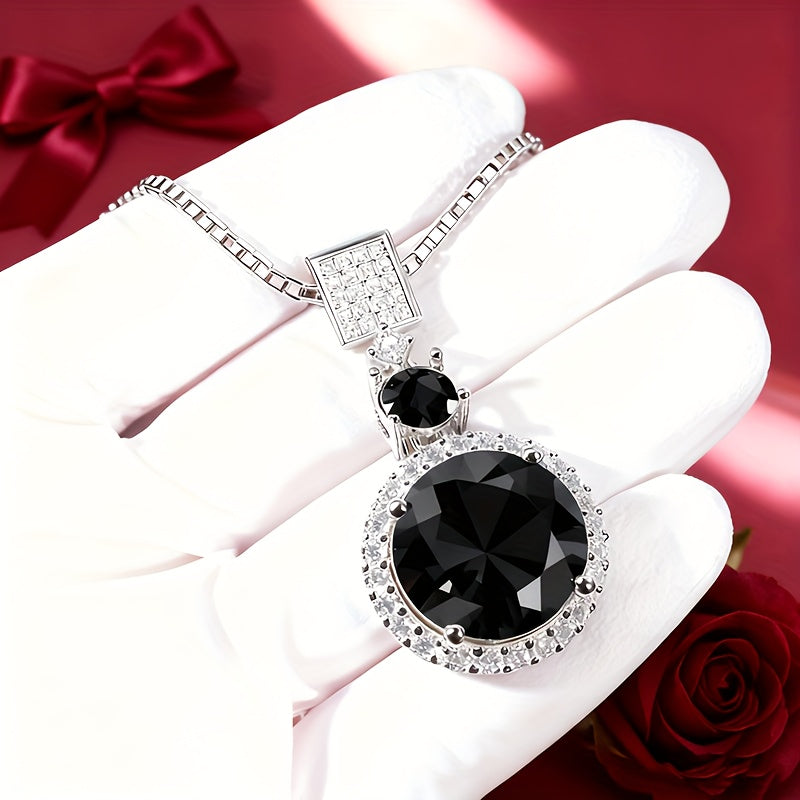 925 Silvery Sparkling 6-carat Pendant Necklace, Available In Multiple Colors, Elegant And Luxurious, The Perfect Holiday Gift For Family, Mom And Friends (Moissanite: 6.5mm*1pc, 11.0mm*1pc, Silvery Weight Approximately 8g)