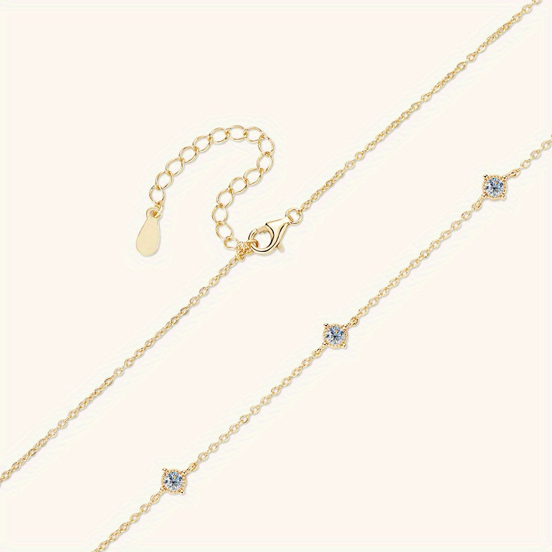 Elegant S925 Silver 0.7 Carat Moissanite Seven-Star Collar Necklace - Vintage Style, Perfect for Birthdays, Mother'S Day, Weddings & Daily Wear, Gift Box Included, Approx. 2.8