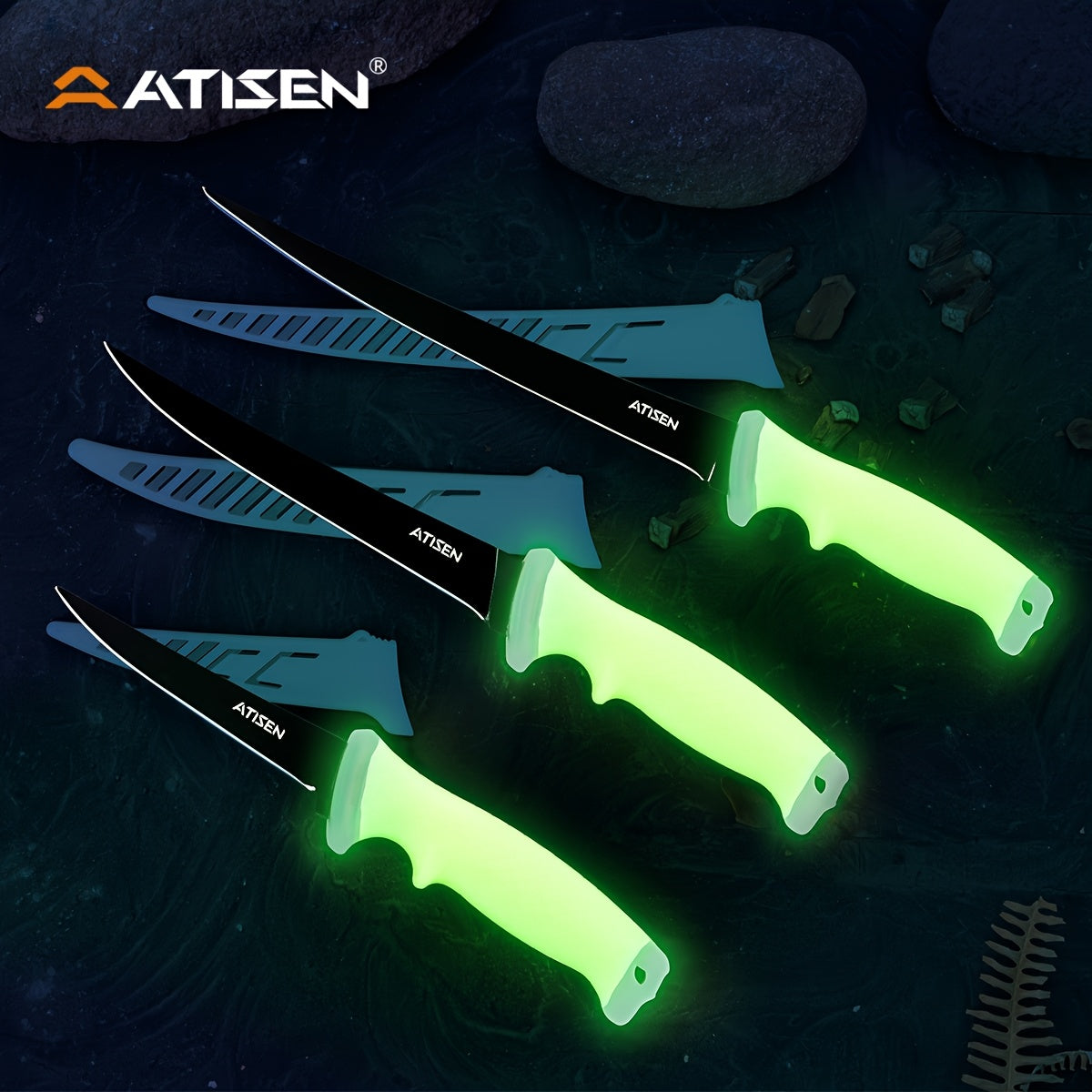 ATISEN 10/16pcs Professional Fishing Knife Set, Fish Angle Knife Set - for Filleting And Boning Fish, Dishwasher Safe - Filleting Knife, Road Runner Pliers, Fish Lip Gripper, Knife Sharpener, Retractable S-Buckle W/Harness Gi
