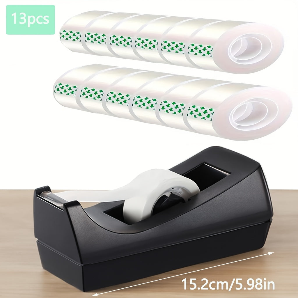 12 Rolls Of Tape Plus 1 Tape Distributor, Tape Accessories-non-slip Base-suitable for Gift Packaging, Office, Home And School Supplies.