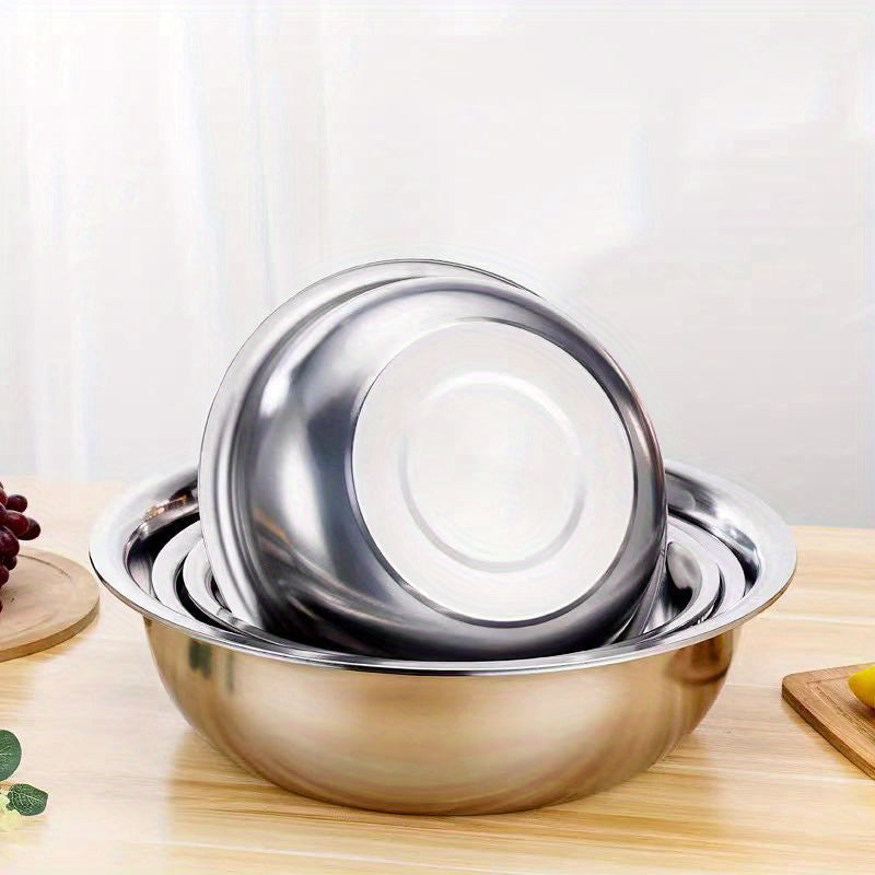 Extra Large Stainless Steel Mixing Bowls with Thicken & Widen Design - Rust-Resistant, Dishwasher Safe, Deeper Edges for Baking, Prepping, Marinating, Brining & Kimchi - Heavy-Duty Metal Serving & Salad Basin, Extra Large Mix