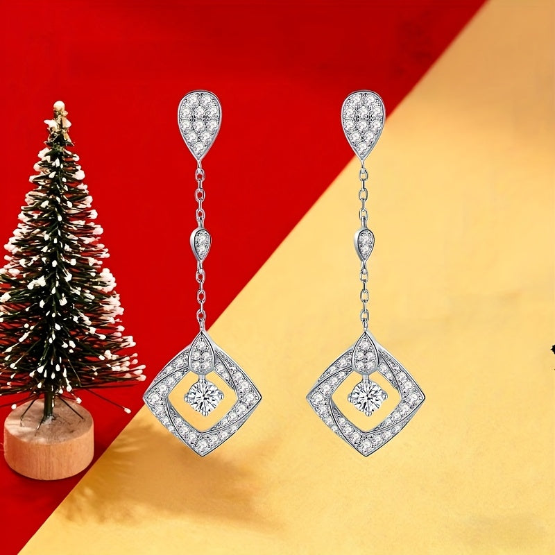 S925 Silver 0.3 Carat* 2pcs Moissanite Earrings Women's Jewelry, High-Quality Women's Dangle Earrings, For Vacations, Parties, Gifts, Birthdays, Or As Jewelry Presents For Friends And Family Christmas #Halloween #BlackFriday
