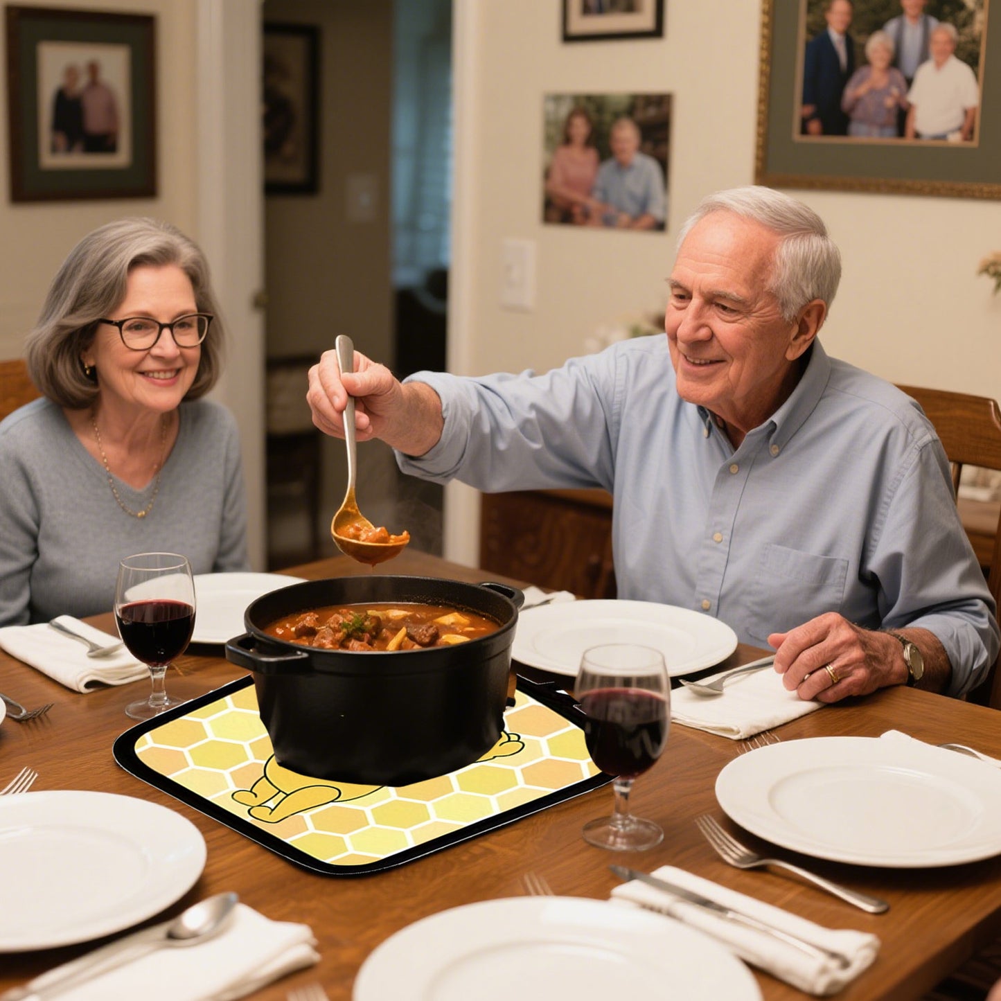 Winnie the Pooh Kitchen Set, including a cartoon apron, heat-resistant gloves, and a heat-resistant mat, bringing joy to your culinary creations.,  Playful Kitchenware, Cheerful Kitchen, Kitchen Gift Set