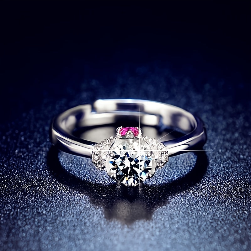 925 Silveryy 1 Carat Moissanite Ring Crown Ring, Proposal, Engagement, Wedding, Suitable for Men And Women Jewelry Gift Choice, Non-Allergenic Ring, with Gift Box about 3G