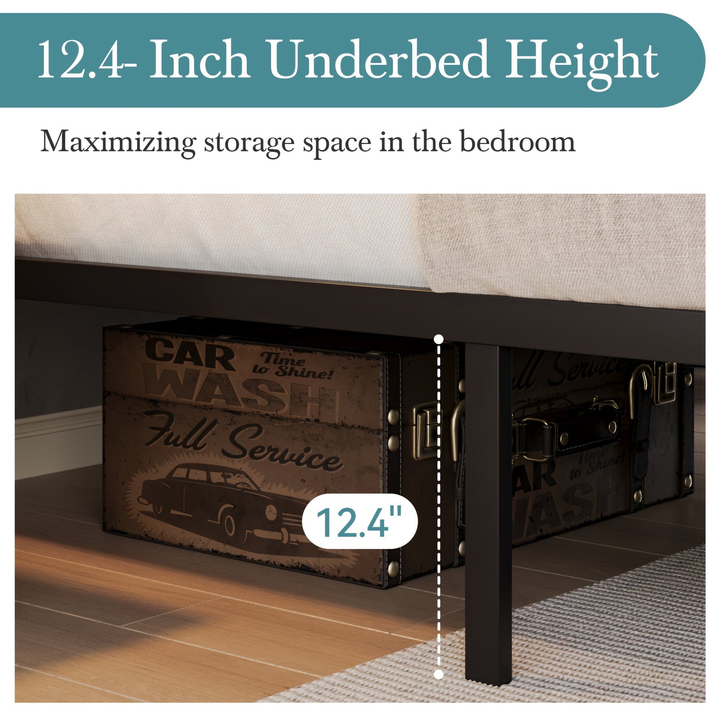 HOOMIC Queen Size Heavy-Duty Victorian Bed Frame - 14'' Wrought Iron Platform Bed with Victorian Headboard & Footboard, No Box Spring Needed, Assembly, Sturdy Metal Frame Suitable for Queen Size