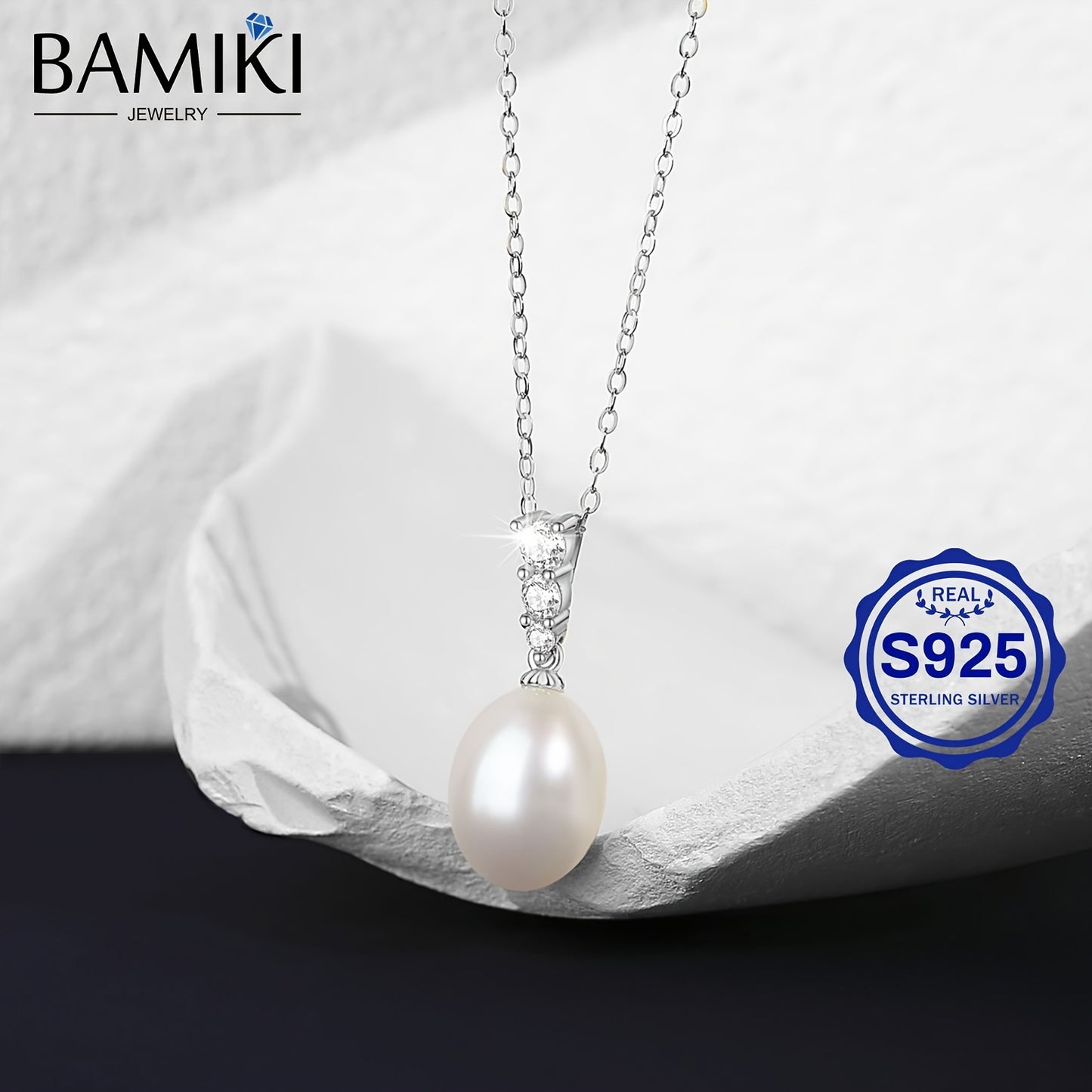 925 Sterling Silver Natural Seawater Pearl Pearl Necklace And Earrings Set 9-10MM