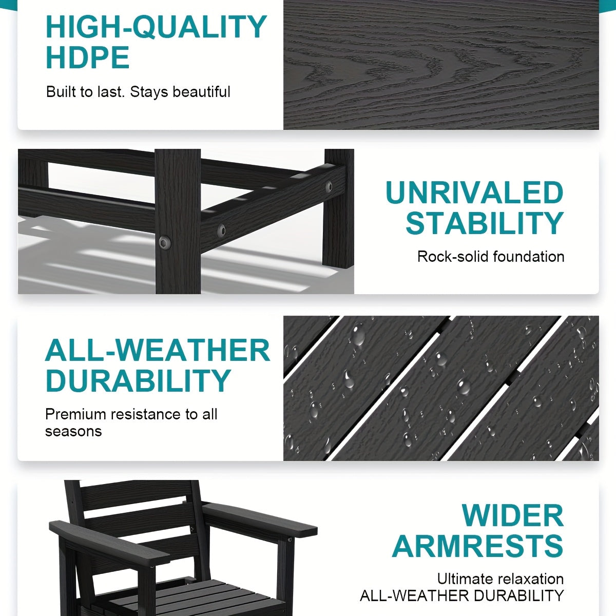 Outdoor HDPE Dining Set, 7pcs Outdoor Furniture with Large Table& 6 Chairs, All-Weather Patio Dining Set for Lawn, Garden, Backyard, Poolside