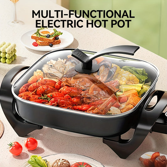 Electric Frying Pan with Lid, Electric Hot Pot, Multi-functional Pot, Non-stick Electric Frying Pan for Stir-frying, Steak, Electric Cooking Pot with Constant Temperature Control, Suitable for Frying And Baking, Steak Frying,