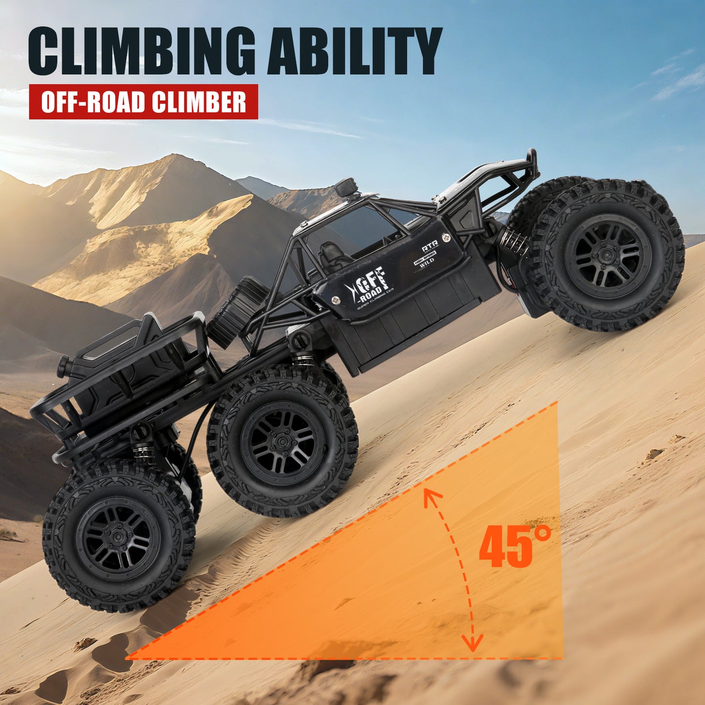 Six-Wheel Alloy Remote Control Car, All-Terrain Electric Toy Vehicle, 2.4GHz R/C Off-Road Car, High-Speed Climbing Car with Headlights And Shock Absorbers