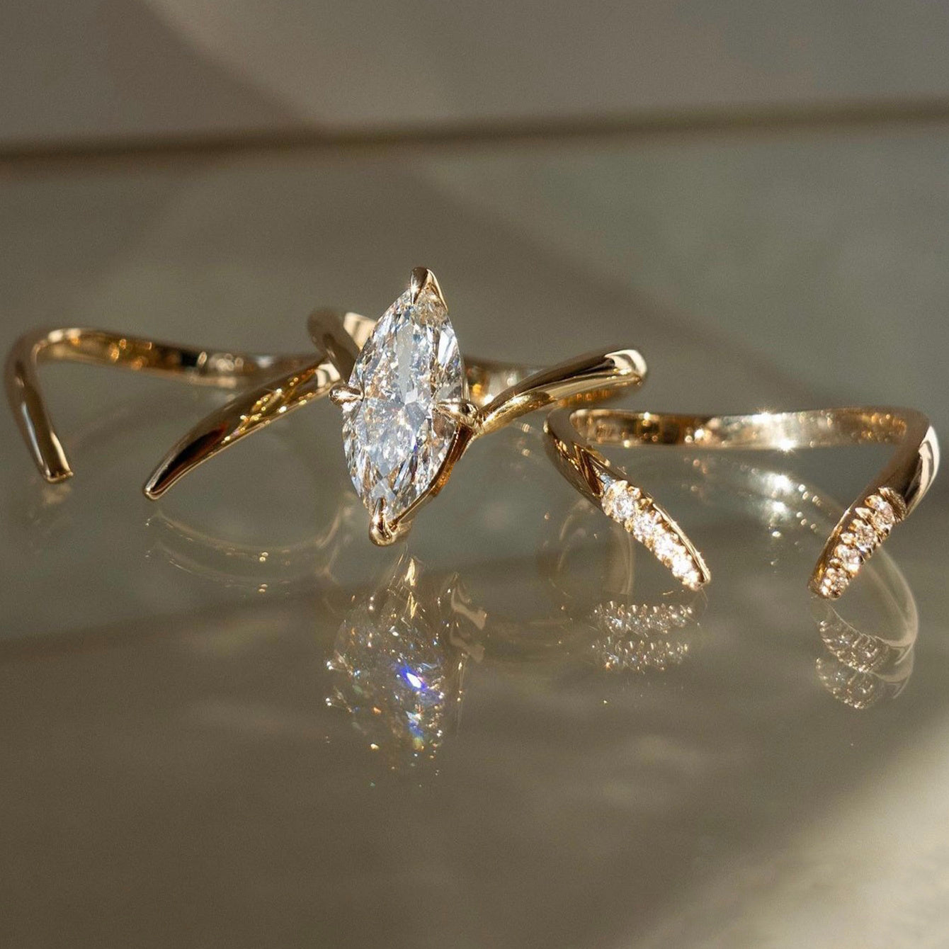 925 Silver 2ct Marquise-Cut Moissanite Stackable Ring, Women's Moissanite Jewelry, Silver Ring 3pcs EngaSynthetic Gemstoneent Set High-Quality Women's Wedding Band, for Daily Vacation Proposal A Gift Of Blessings for Loved On