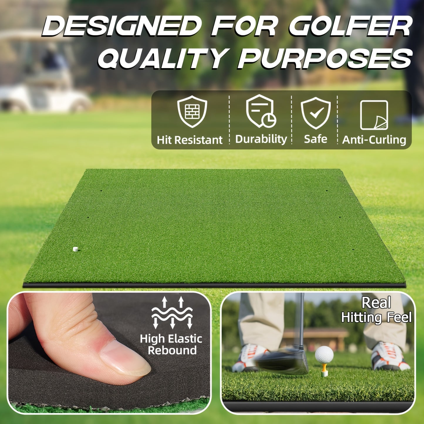 Golf Mat, 5X4Ft Ultra - 36Mm/‎ 5X3Ft - 21Mm Golf Hitting Mats Practice Outdoor Indoor, High-Elasticity Artificial Turf Mat for Simulator Chipping Driving Training, Includes 9 Golf Balls, 8 Golf Tees, Ideal Gifts for Men Wom
