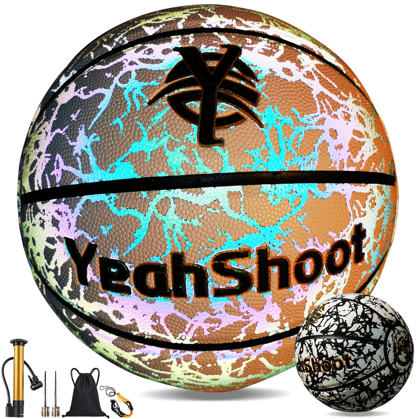 YeahShoot Glow Basketball - Novel Style Light Up Basketball for Youth, Reflective Teens And Adults, Premium Feel Basketball Gifts for Boys with In The