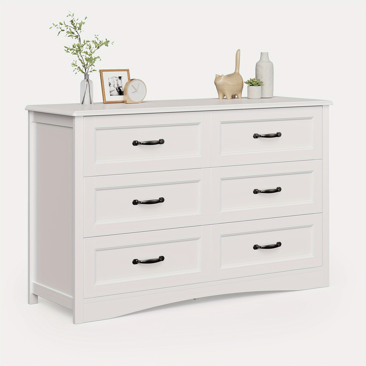 ASOFER 6 Drawer Dresser for Bedroom, White Modern Wood Dresser with Mental Handle, 3.2+ Cubic Feet Storage, 27+ Inch Height, Hardwood Construction, Entryway, Hallway, Cloakroom, Easy Assembly, ≥30 lbs Weight, ASOFER