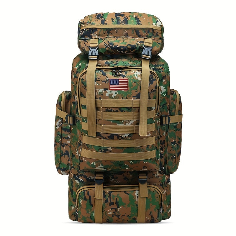 21.13gal Tactical Hiking Backpack Set - Unisex Camo/Black, Durable Oxford Fabric, DIY System & Adjustable Design, 3-day Assault Pack with Large Capacity for Hiking, Camping, Hunting, Travel & Sports, Perfect Halloween/Christm